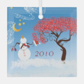 雪だるま装飾品 ガラスオーナメント (正面)