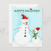 雪だるま親子 シーズンポストカード (正面/裏面)