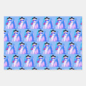 雪だるま設計パターン（の模様が）ある ラッピングペーパーシート (正面2)