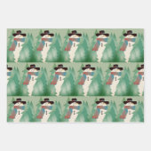 雪だるま設計パターン（の模様が）ある ラッピングペーパーシート (正面)