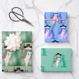 雪だるま設計パターン（の模様が）ある ラッピングペーパーシート