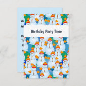 雪だるま誕生日招待状 招待状 (正面/裏面)