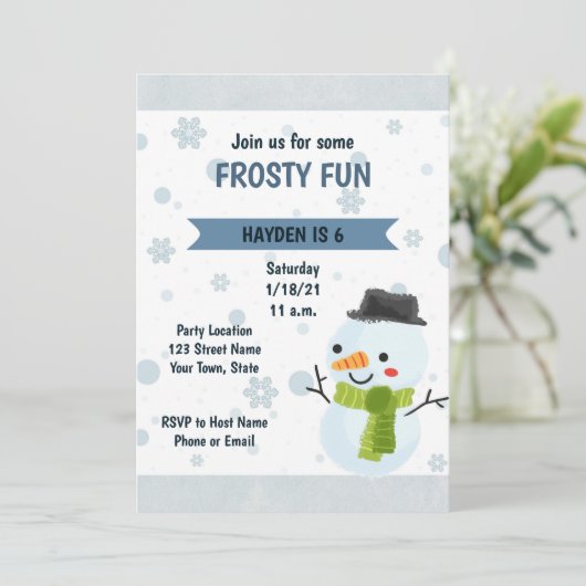 雪だるま誕生日招待状 招待状 (スタンド正面)