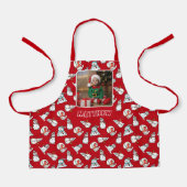 雪だるま赤と白のChristmas Boys Photo エプロン (正面)