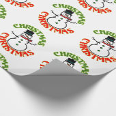 雪だるま赤と白クリスマスホリデイ ラッピングペーパー (角)