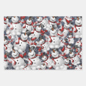 雪だるま踊りホワイトクリスマス ラッピングペーパーシート (正面3)