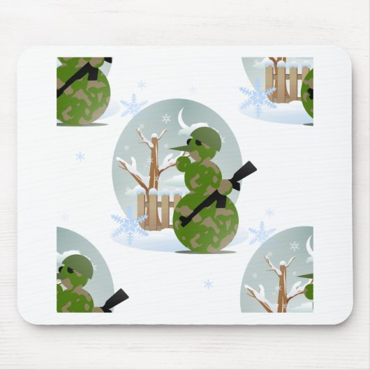 雪だるま軍人クリスマス マウスパッド (正面)