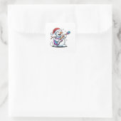 雪だるま遊のギターのエレキロッククリスマス スクエアシール (バッグ)