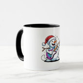 雪だるま遊のギターのエレキロッククリスマス マグカップ (正面左)