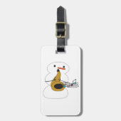 雪だるま遊のサクソフォンかわいい音符 ラゲッジタグ (正面縦)