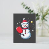雪だるま遊のスピックボールスポーツクリスマス恋人 ポストカード (スタンド正面)