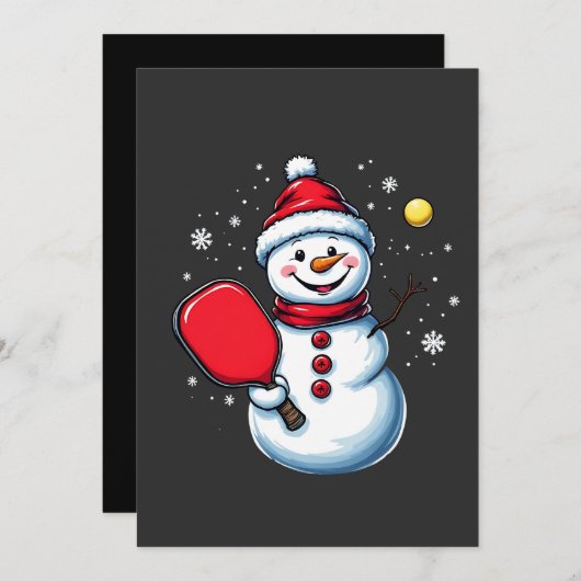 雪だるま遊のスピックボールスポーツクリスマス恋人 招待状 (正面/裏面)