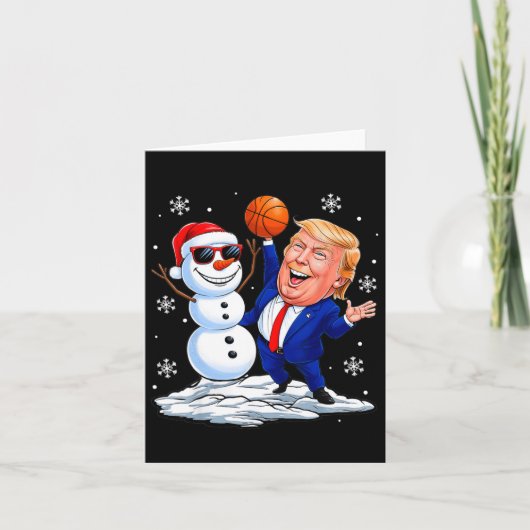 雪だるま遊バスケットボールトランプクリスマスファン カード (正面)