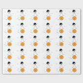 雪だるま遊バスケットボール ラッピングペーパー (フラット)