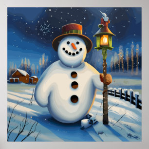 雪だるま運はランプと夜さまよい ポスター