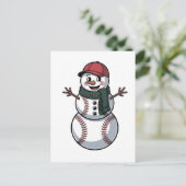 雪だるま野球クリスマスサンタ野球スポーツ インビテーションポストカード (スタンド正面)