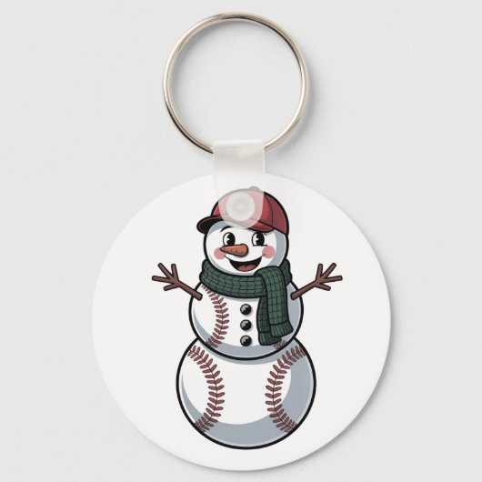 雪だるま野球クリスマスサンタ野球スポーツ キーホルダー (正面)