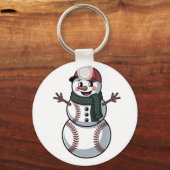 雪だるま野球クリスマスサンタ野球スポーツ キーホルダー (正面)
