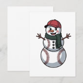 雪だるま野球クリスマスサンタ野球スポーツ 招待状 (正面/裏面)