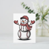 雪だるま野球クリスマススポーツラバー インビテーションポストカード (スタンド正面)