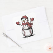 雪だるま野球クリスマススポーツ愛好家 スクエアシール (封筒)