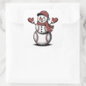 雪だるま野球クリスマススポーツ愛好家 スクエアシール (バッグ)