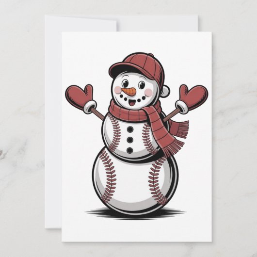 雪だるま野球クリスマススポーツ愛好家 招待状 (正面)