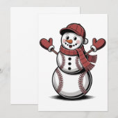 雪だるま野球クリスマススポーツ愛好家 招待状 (正面/裏面)