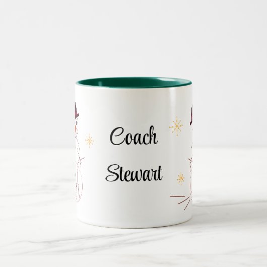 雪だるま野球コーヒパーソナライズされたーマグ ツートーンマグカップ (中央)