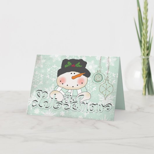 雪だるま雪のクリスマスグリーティングカード シーズンカード (正面)