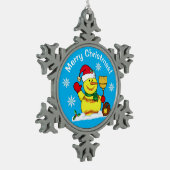 雪だるま雪片ソフトボールクリスマスオーナメント スノーフレークピューターオーナメント (左)