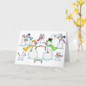 雪だるま雪玉 カード (黄色い花)