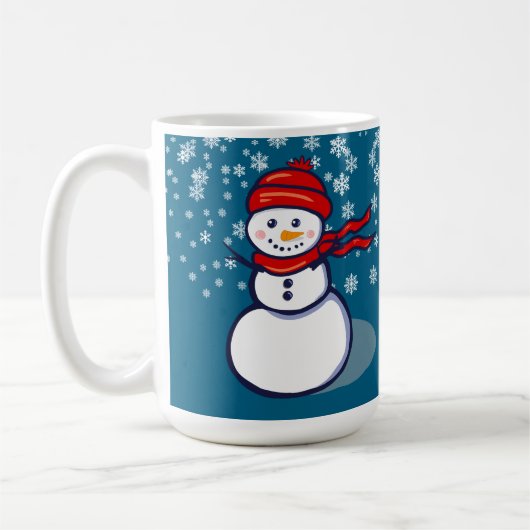 雪だるま雪降る コーヒーマグカップ (左)