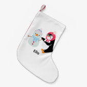 雪だるま霜の降りたとペンギン スモールクリスマスストッキング (正面 (吊り時))
