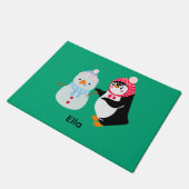 雪だるま霜の降りたとペンギン ドアマット (アングル)