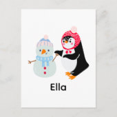 雪だるま霜の降りたとペンギン ポストカード (正面)
