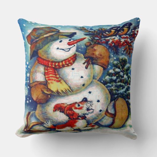 雪だるま霜の降りたと友達のクリスマス クッション (正面)