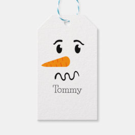 雪だるま霜の降りたの混乱顔 ギフトタグ