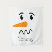 雪だるま霜の降りたの混乱顔 タペストリー (正面)