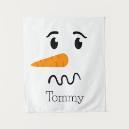 雪だるま霜の降りたの混乱顔 タペストリー