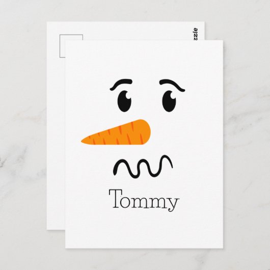 雪だるま霜の降りたの混乱顔 ポストカード (正面/裏面)