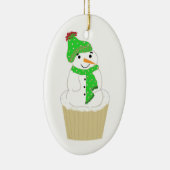 雪だるま霜の降りたカップケーキ セラミックオーナメント (右)
