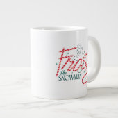 雪だるま霜の降りたキャンディケインロゴ ジャンボコーヒーマグカップ (正面右)