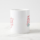 雪だるま霜の降りたキャンディケインロゴ ジャンボコーヒーマグカップ (正面)