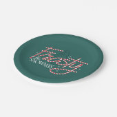 雪だるま霜の降りたキャンディケインロゴ ペーパープレート (アングル)