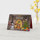 雪だるま霜の降りたクリスマスカード カード (黄色い花)