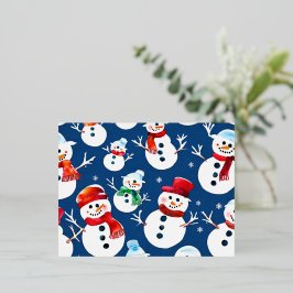 雪だるま霜の降りたクリスマスカード 箔シーズンポストカード