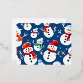 雪だるま霜の降りたクリスマスカード 箔シーズンポストカード (正面/裏面)