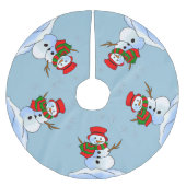 雪だるま霜の降りたクリスマス ブラッシュドポリエステルツリースカート (正面)