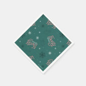 雪だるま霜の降りたグリーンスノーフレークパターン スタンダードカクテルナプキン (角)